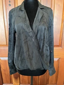 Rag & Bone Blaine Burnout Floral Wrap Blouse Black Size XS Silk Blend - Picture 1 of 15
