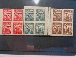 LATVIA, Lettland MI 25-27 X ,MNH BLOCKS OF 4 - Picture 1 of 4