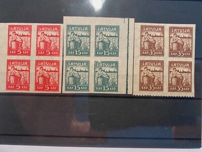 LATVIA, Lettland MI 25-27 X ,MNH BLOCKS OF 4 - Image 1 of 4