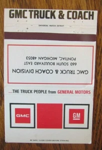 GMC TRUCK & COACH DIVISION MATCHBOOK COVER: PONTIAC, MICHIGAN MATCHCOVER -E11 - Picture 1 of 1