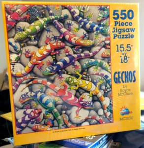 Vintage 1999 Geckos COLORFUL Sunsout 550Pc Jigsaw Puzzle Royce McClure LIZARDS - Picture 1 of 7