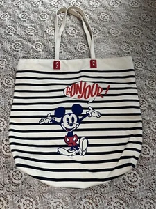 Bolso de Mano de Lona DISNEYLAND PARIS - MICKEY Bonjour Francés Rayas Azules P1:3 - Imagen 1 de 10