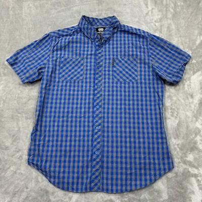 Ecko Unltd. Shirt Mens Large Blue Gray Short Sleeve Button Down Pocket Logo City - Image 1 of 4