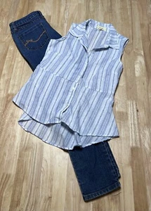Tommy Jeans (size 9) Love Notes Blouse (size S)Outfit Stripes - Picture 1 of 15