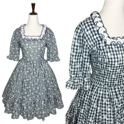 Vestido Vintage Años 50 Floral Guinga Western Cuadrado Baile Patio Manga Abullonada Volup Foto 1 de 4