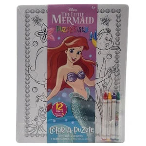 Disney Color A Puzzle The Little Mermaid Puzzletivity 8 x 10 in Crayons Ages 4+ - Picture 1 of 3