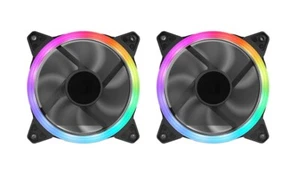 2 x GameMax Rainbow Ring 16 LED 12 cm 120 mm PC custodia di raffreddamento ventola 4 pin / 3 pin - Foto 1 di 12