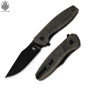 Kizer Crocodile Clip Point Folding Pocket Knife Nitro-V Blade Micarta Handle - Picture 1 of 10