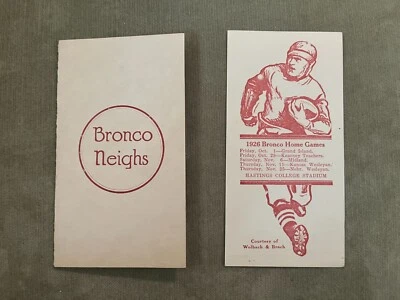 RARE Hastings College Broncos Neighs Football 1926 Schedule Song Lyrics & Cheers - Image 1 of 3