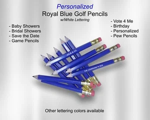 Royal Blue, Mini Golf Pencils, Bridal Shower, Baby Shower, Save The Date - Picture 1 of 5