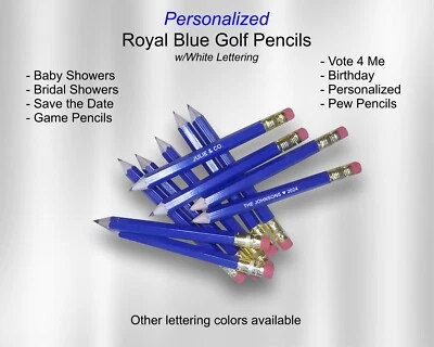 Azul real, mini lápices de golf, ducha nupcial, baby shower, guardar la fecha Foto 1 de 4
