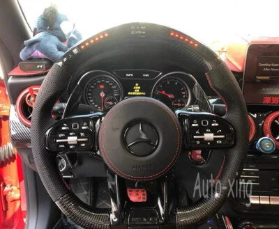 LED Carbon Fiber Sport Steering Wheel For Mercedes-Benz AMG CLA G63 C200 W205  - Image 1 of 4