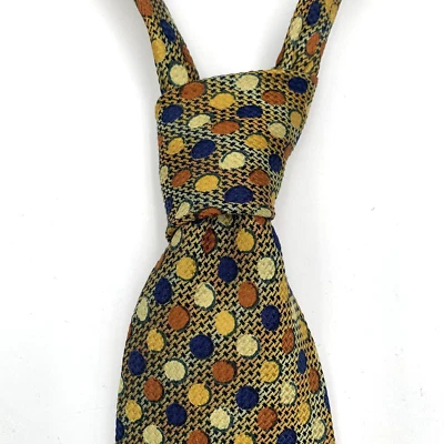 Ermenegildo Zegna Necktie Neck Tie Textured Multi-Colored Polka Dot 100% Silk - Image 1 of 4