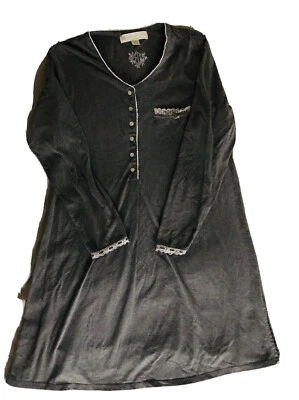 CAMISÓN EILEEN WEST MANGA LARGA TEJIDO GRIS JERSEY ALGODÓN XS Foto 1 de 3