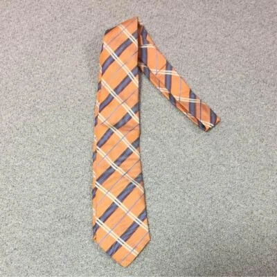 HERMES New Unused Neck Tie Check Orange 100%Silk Made in France - Image 1 of 4