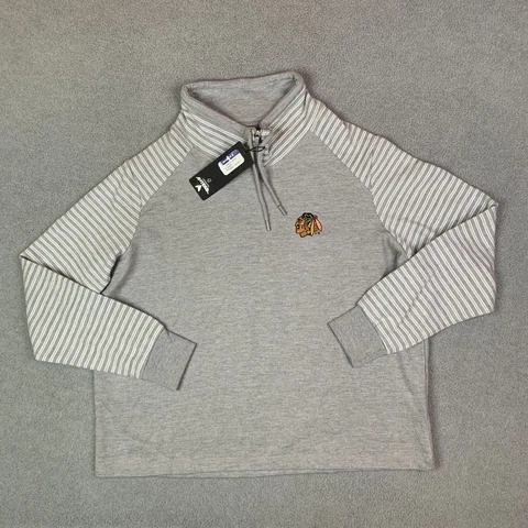 Antigua Chicago Blackhawks Sweater Womens X-Large Gray Cowl Neck Pullover NEW Cover