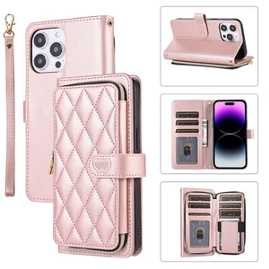 For iPhone 16 Pro Max 15 14 13 12 11 8 7 XR XS Fashion Leather Wallet Phone Case - Picture 1 of 19