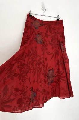Monsoon Skirt Women’s Embroidered Indian Cotton Lined Flare Midi Size 10 - Image 1 of 4