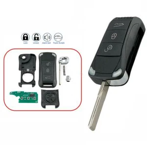 Replacement For Porsche Cayenne Keyless Entry Remote Car Flip Key Fob 4 Button - Picture 1 of 9
