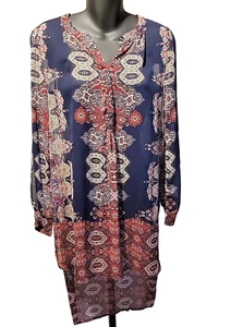 Knox Rose Womens Shear Floral Peasant Boho Long Sleeve Shirts Dress Hi Low XS - Picture 1 of 15