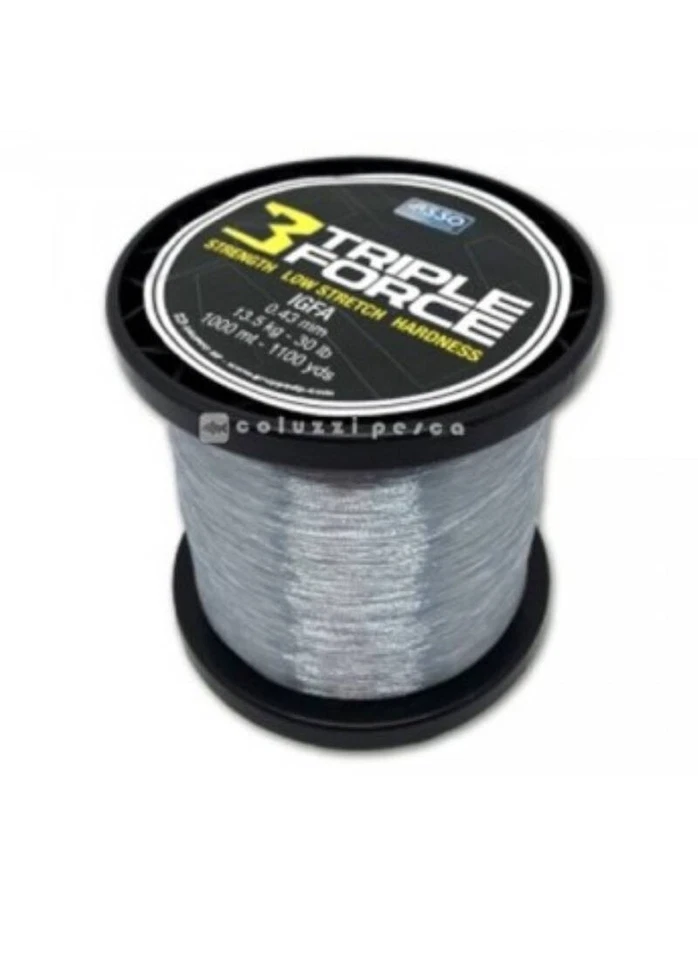 FILO ASSO TRIPLE FORCE 1000 M GREY PESCA MONOFILO I.G.F.A. RESISTENTE MULINELLO - Immagine 1 di 1