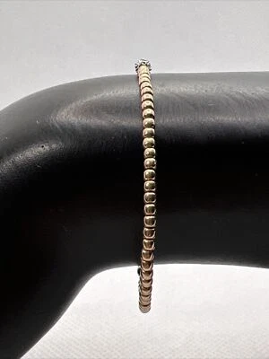 Pulseira fofa de ouro rosa e branco 10K com miçangas 0,02 CTW detalhes de diamante 5,75” de comprimento 1g - Imagem 1 de 4