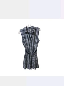 Charter Club Womens Sleeveless Dress Sailboat Belted 12P Navy Blue/White - Picture 1 of 3