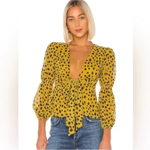 Lovers + Friends Henry gelb Mini Mara Punkte Pirint vorne zum Binden Schößchen Top Small - Bild 1 von 11