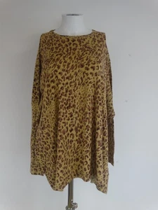 Destello Long Sleeve Brown Animal Leopard Print Oversized Top One Size - Picture 1 of 6