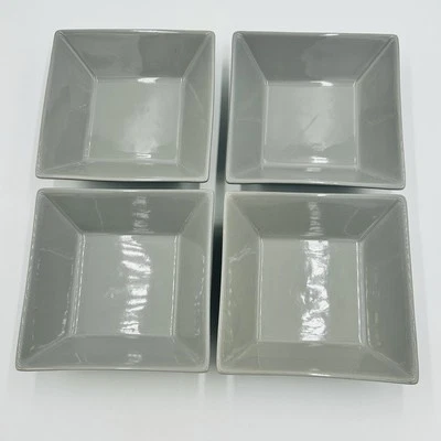 Juego de 4 tazones de sopa de cereal Strawberry Street Nova Square de 7" gris Foto 1 de 4