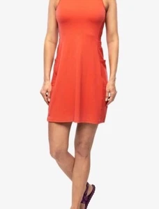 Smartwool Dress Sleeveless Tank Merino Wool Blend Open Back Pockets Coral Large - Picture 1 of 12