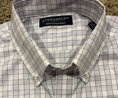 Camisa masculina grande TailorByrd desempenho stretch botão para baixo - Imagem 1 de 4