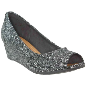 New Vedra Clarks Artisan Wedge Pumps Shoes Heels Black White 8 polka do Peep Toe - Picture 1 of 6