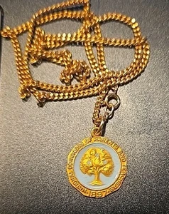 10K Gold Enamel National Congress of Parents Teachers Disc Charm Pendant - Picture 1 of 3
