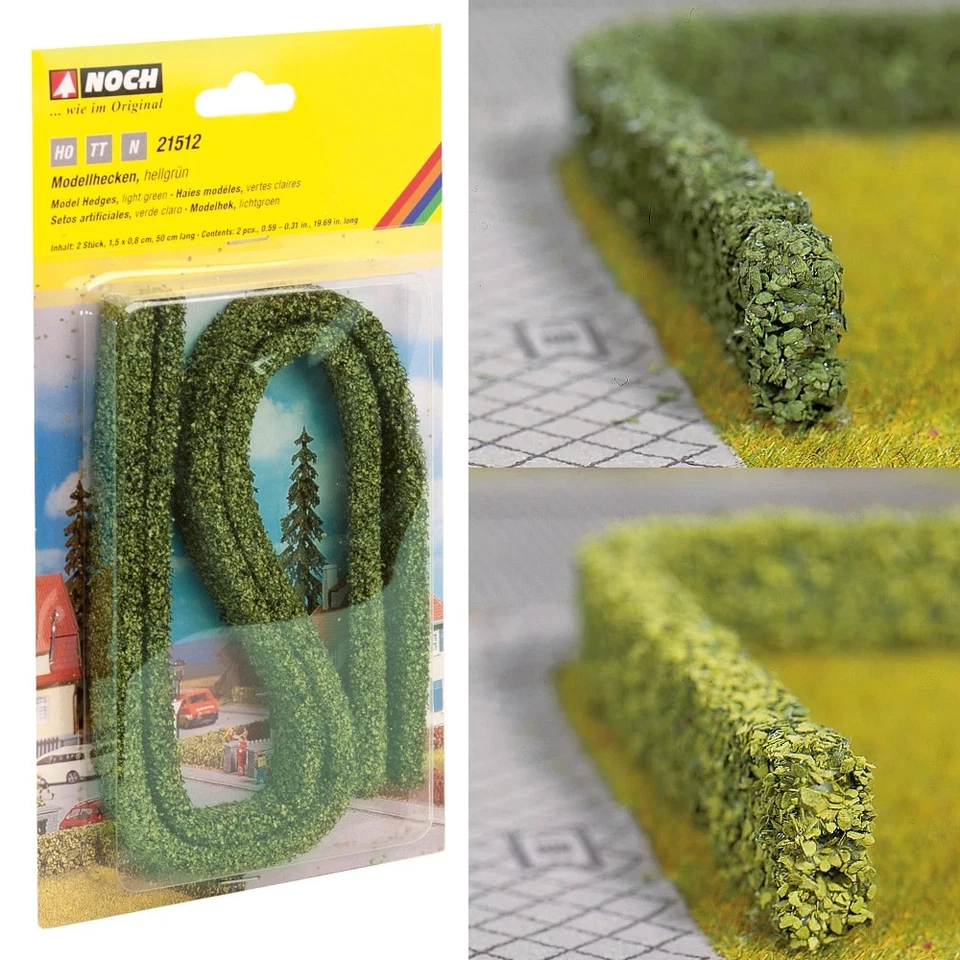 Modellhecken H0 TT N Dunkelgrün Hellgrün 100cm 1,5 cm 1 cm Hecken Büsche Noch - Bild 1 von 1