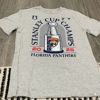 Camiseta Fanatics Florida Panthers 2025 Stanley Cup Champions nueva sin etiquetas para hombre mediana Foto 1 de 4