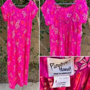 Vintage Paradise Hawaii Made In Honolulu Hawaiian Dress Pink Aloha Hawaii XXXL - Picture 1 of 24