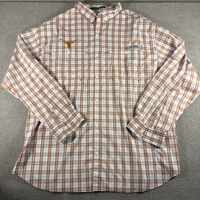 Texas Longhorns Shirt Mens 2XL White Orange Plaid NCAA Football Button Down - Image 1 of 4
