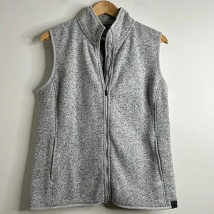 L.L.Bean Vest Womens Large Gray Sweater Fleece Full Zip Pockets Heathered Warm - Picture 1 of 8