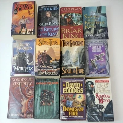 Fantasy Paperback Book Lot of 12 Jordan Tolkien Goodkind Eddings Lucas Claremont Foto 1 de 4