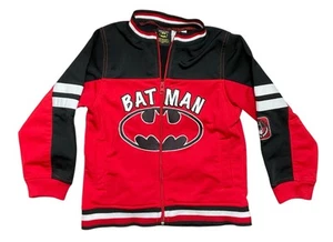 Vintage Warner Bros Youth Batman Full Zip Jacket Sweatshirt Red Black Size 5 - Picture 1 of 5