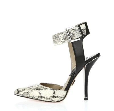 MICHAEL KORS ivory / black snake print leather ankle strap sandals sz. 35 - Image 1 of 4