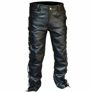 Pantalones de charol rojo para hombre, ropa de calle masculina a la moda,  estilo Hip Hop, ajustados, informales, de cuero para motocicleta|Pantalones  informales| - AliExpress