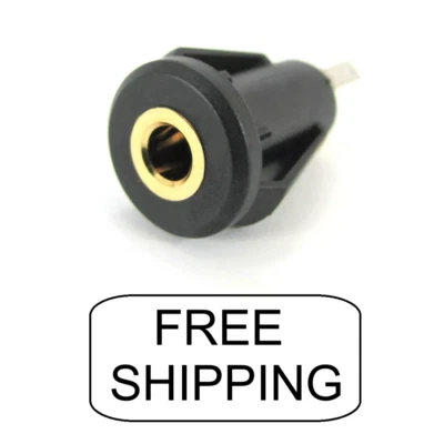 3.5mm GOLD PLATED Mini Plug Stereo Panel Mount Phone Jack - Philmore 70-536B - Image 1 of 3