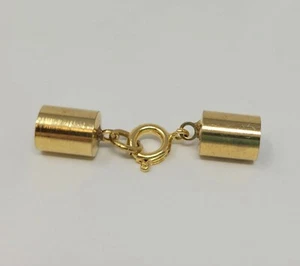 10 Gold Brass Metal Endcaps & Spring Ring Lobster Clasp for Thick Jewelry Cords - Picture 1 of 6