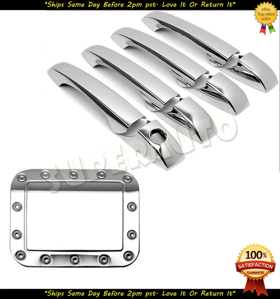 Хромированные крышки на ручки 4DR для Chrysler 300/300C 2005-2010 годов выпуска + стальная крышка топливной двери - Изображение 1 из 1