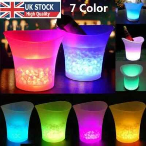 5L LED ICE BUCKET 7 Color Changing Champagne Wine Drinks Cooler Light Up Glowing - Picture 1 of 37