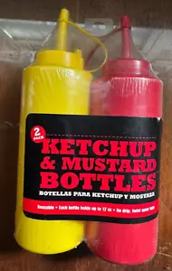Sealed pack Ketchup Mustard 12 oz Squeeze plastic condiments bottles Camping 🌭 - Picture 1 of 4