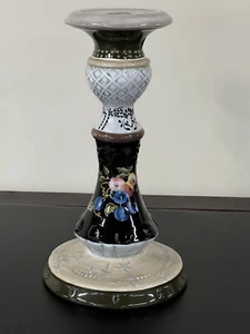 TRACY PORTER HAND PAINTED 10" TALL CANDLESTICK  PEARS, GRAPES, FRUIT, BOUNTIFUL - Picture 1 of 8