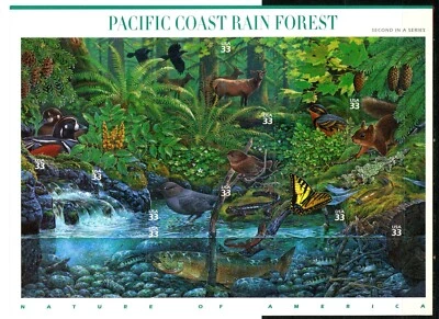Pacific Coast Rain Forest Sheet of 10 MNH Scott's 3378 Ships Free - Image 1 of 2